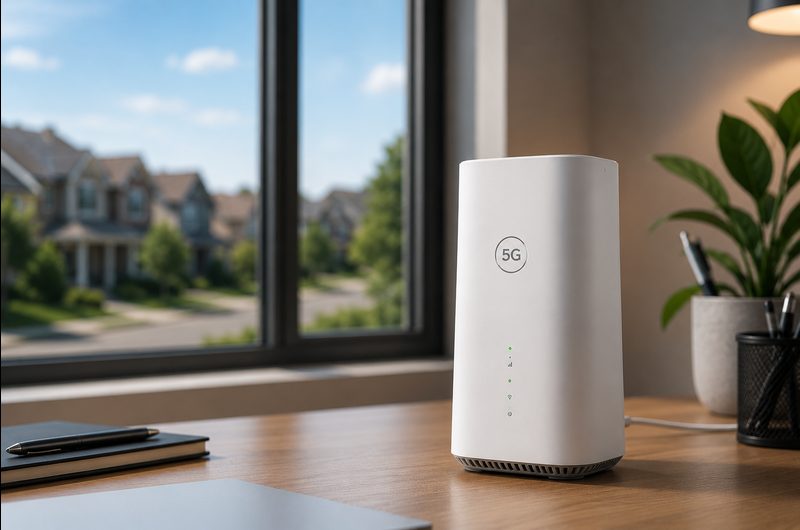 5G home internet gateway device on a desk